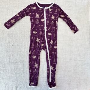 Kickee Pants Purple Herb Garden 95% Bamboo Viscose Zippered Sleeper VGUC 2T